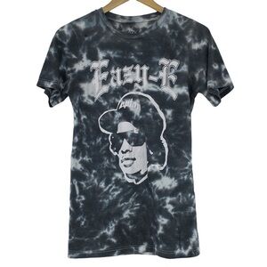 Easy E black & white tie dye short sleeve tee with face print men's size small